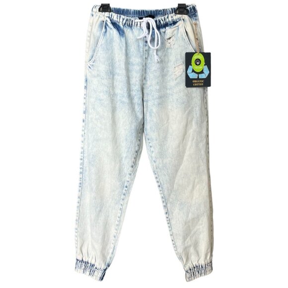 Stone Wash Jogger Jeans| Light Blue |Size S/26, Organic Cotton - Picture 1 of 4
